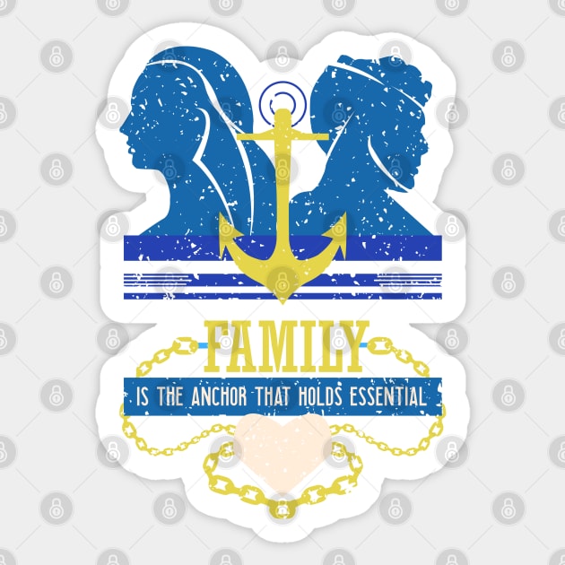 family is the anchor that holds essential dark blue Sticker by HCreatives